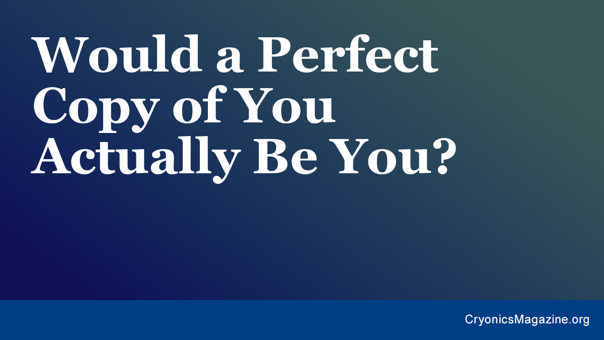 Would a Perfect Copy of You Actually Be You?